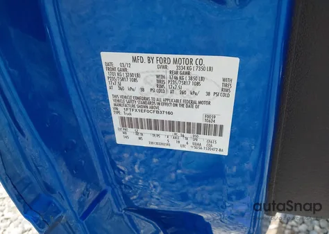 2012 Ford F-150 Xlt из США, поврежденный, VIN 1FTFX1EF0CFB37160